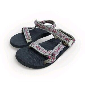 Teva Universal Womens 7 Original Aztec Print Southwest Sandals Red Gray Strappy